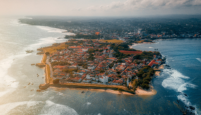 Aerial view of the Galle Fort in Sri Lanka