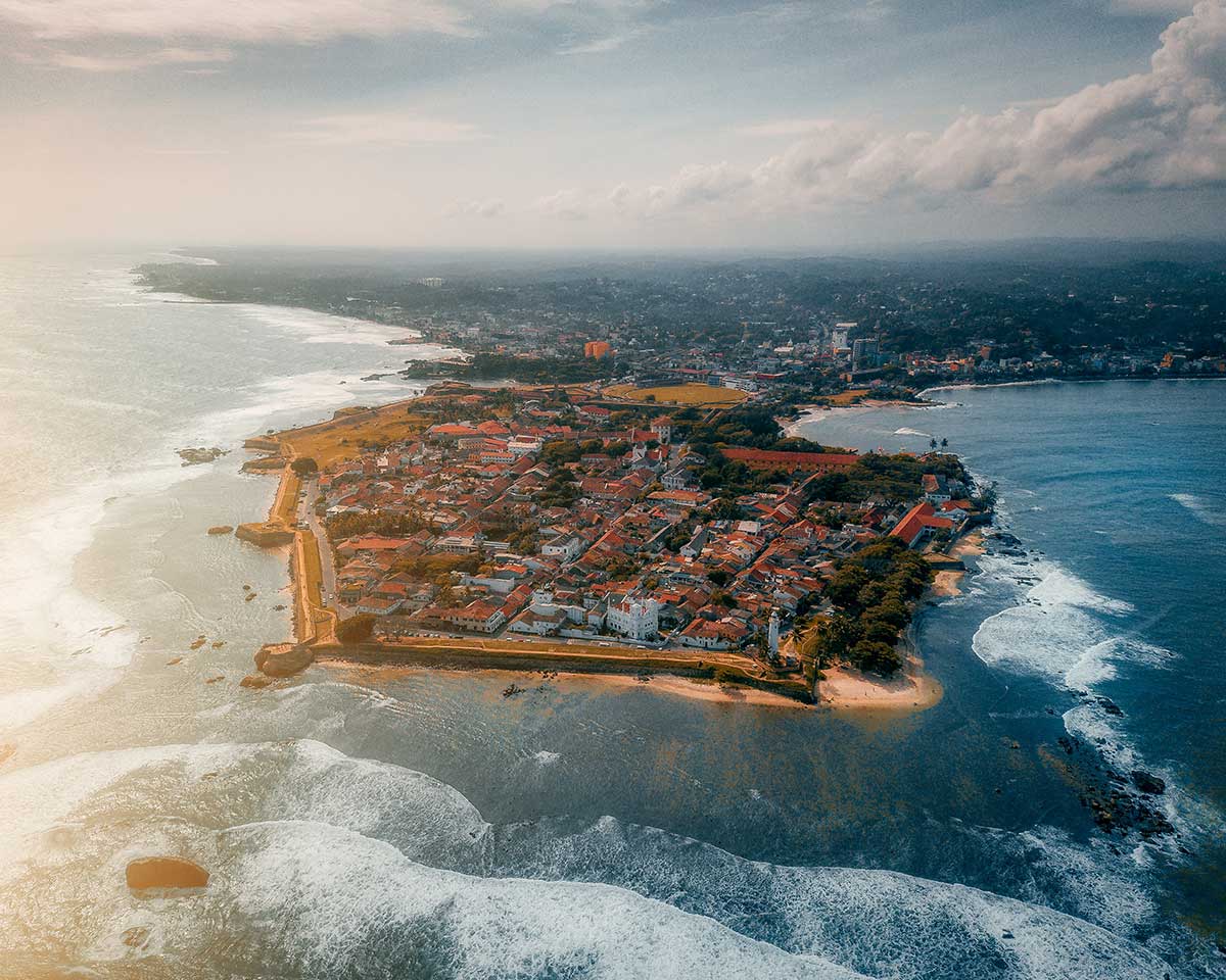 Beautiful aerial view of the southern coasts of Sri Lanka