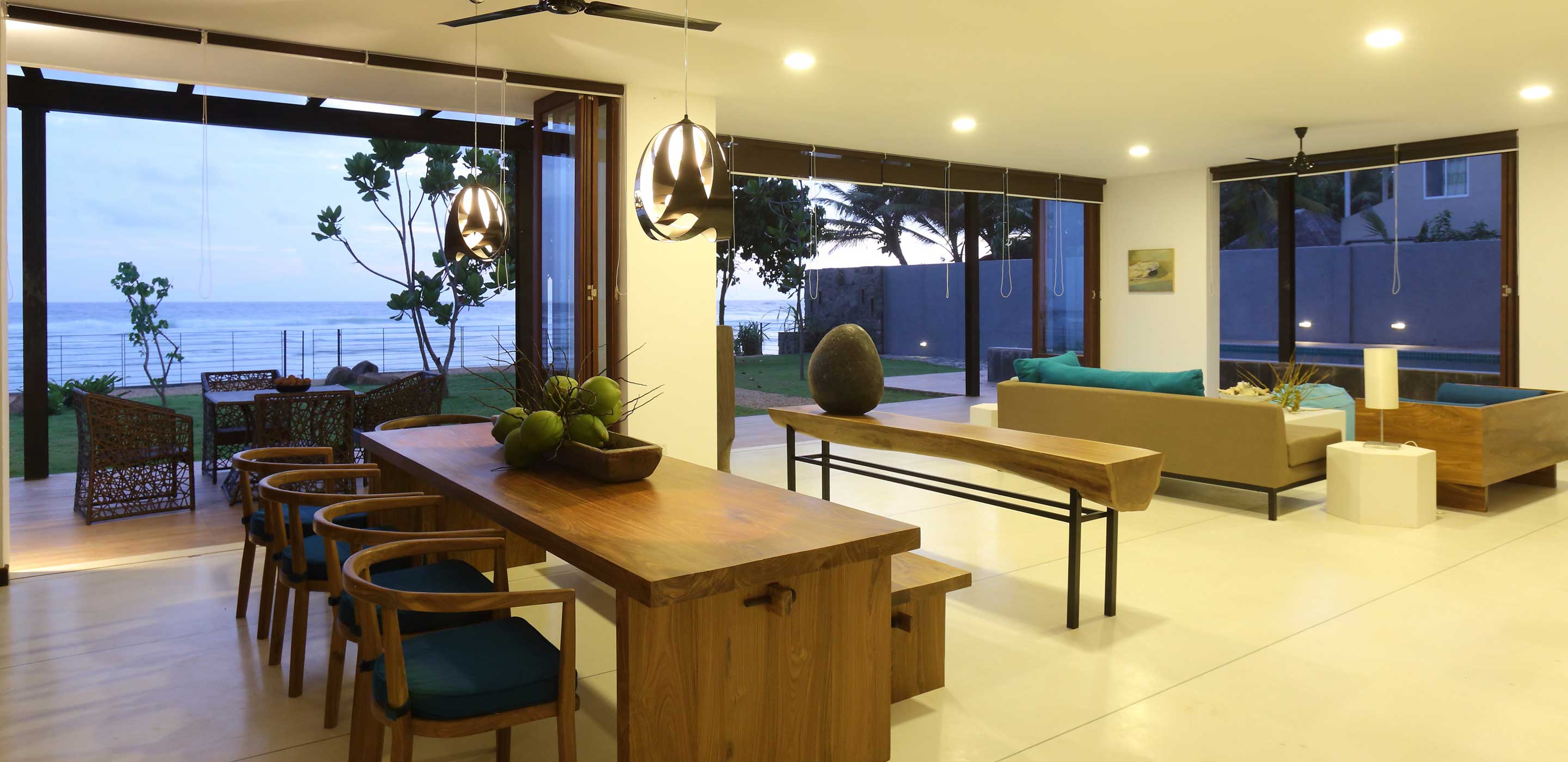 Spacious and cozy sea view lobby areas