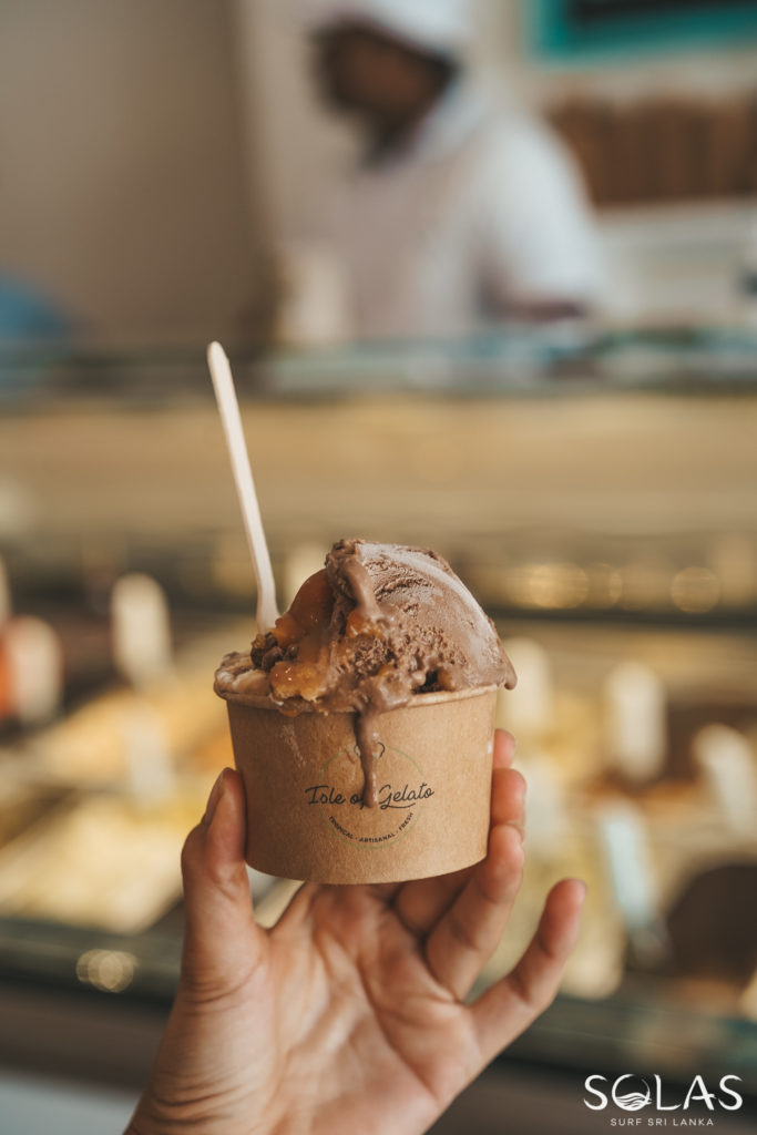 Chocolate and sea salt caramel gelato at Isle of Gelato in Galle Fort, Sri Lanka